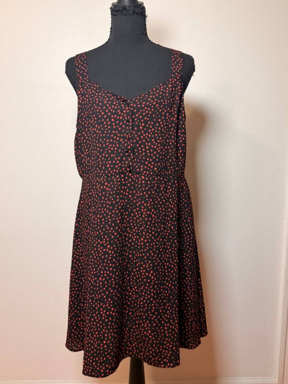 Abound Black Red Polka Dot Sleeveless Fit & Flare Dress Retro Style